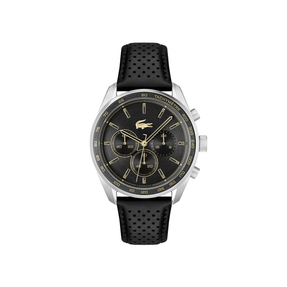 Men's Black Leather Strap Watch