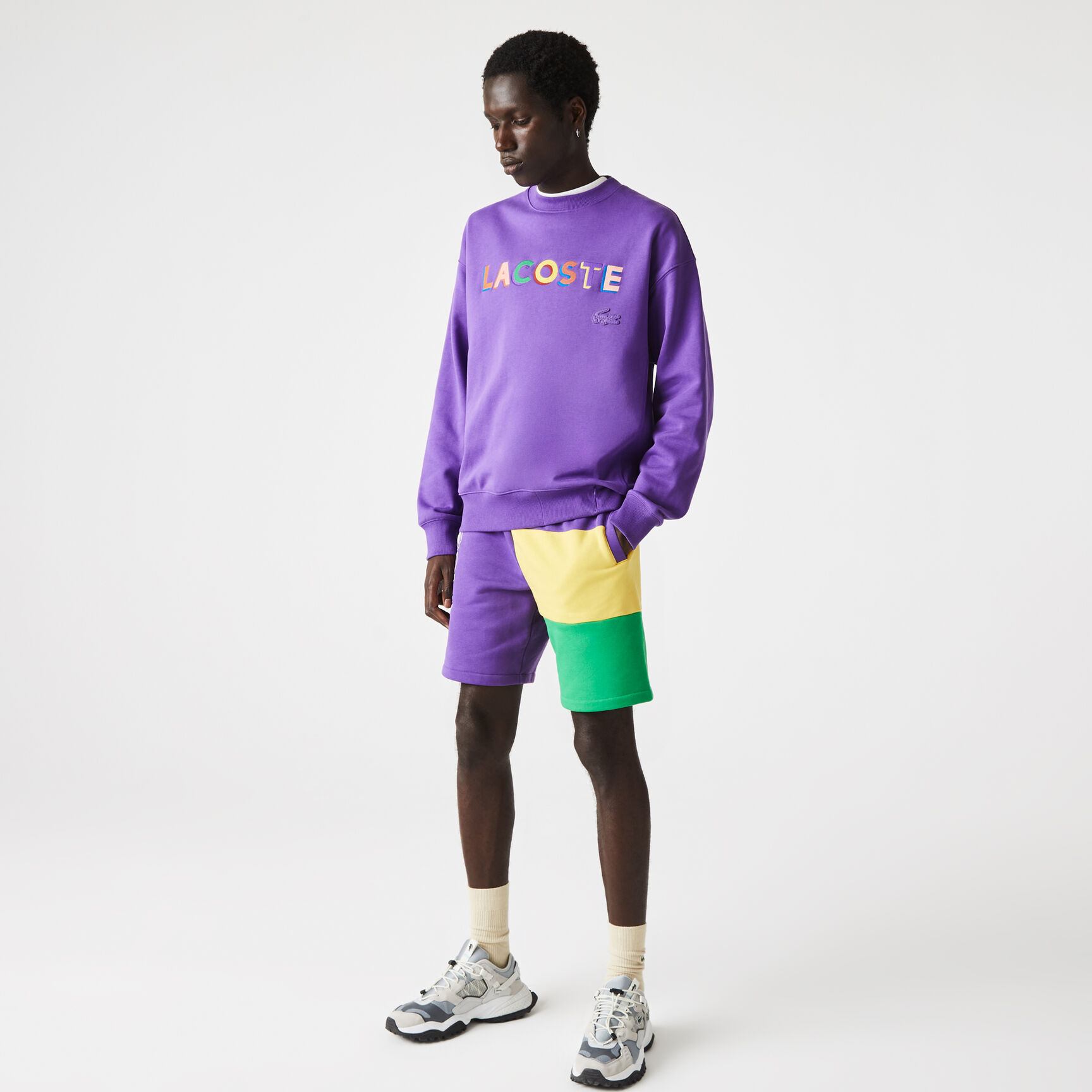 Unisex Lacoste L!VE Loose Fit Embroidered Fleece Sweatshirt