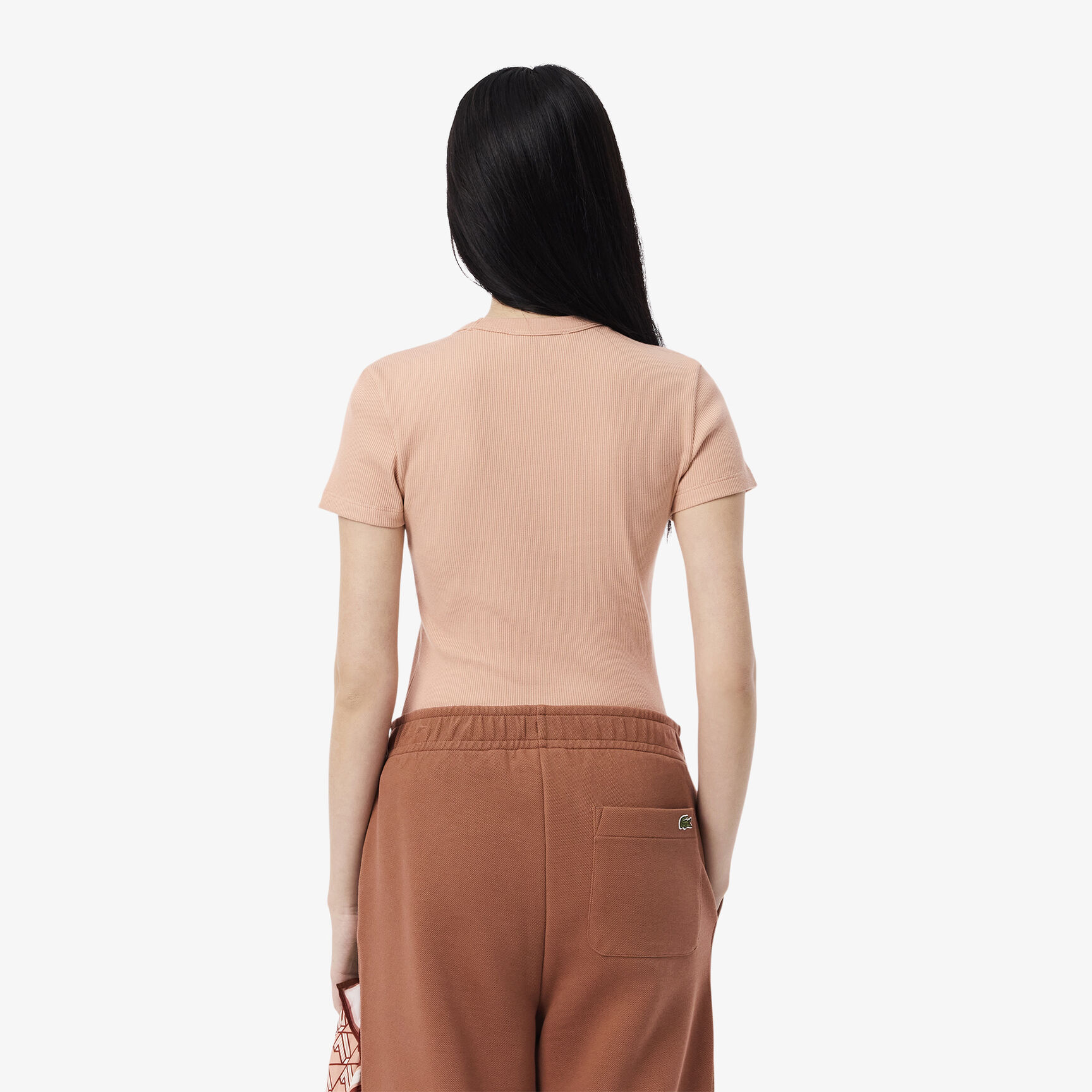 تي شيرت قطني مضلع بقصة ضيقة