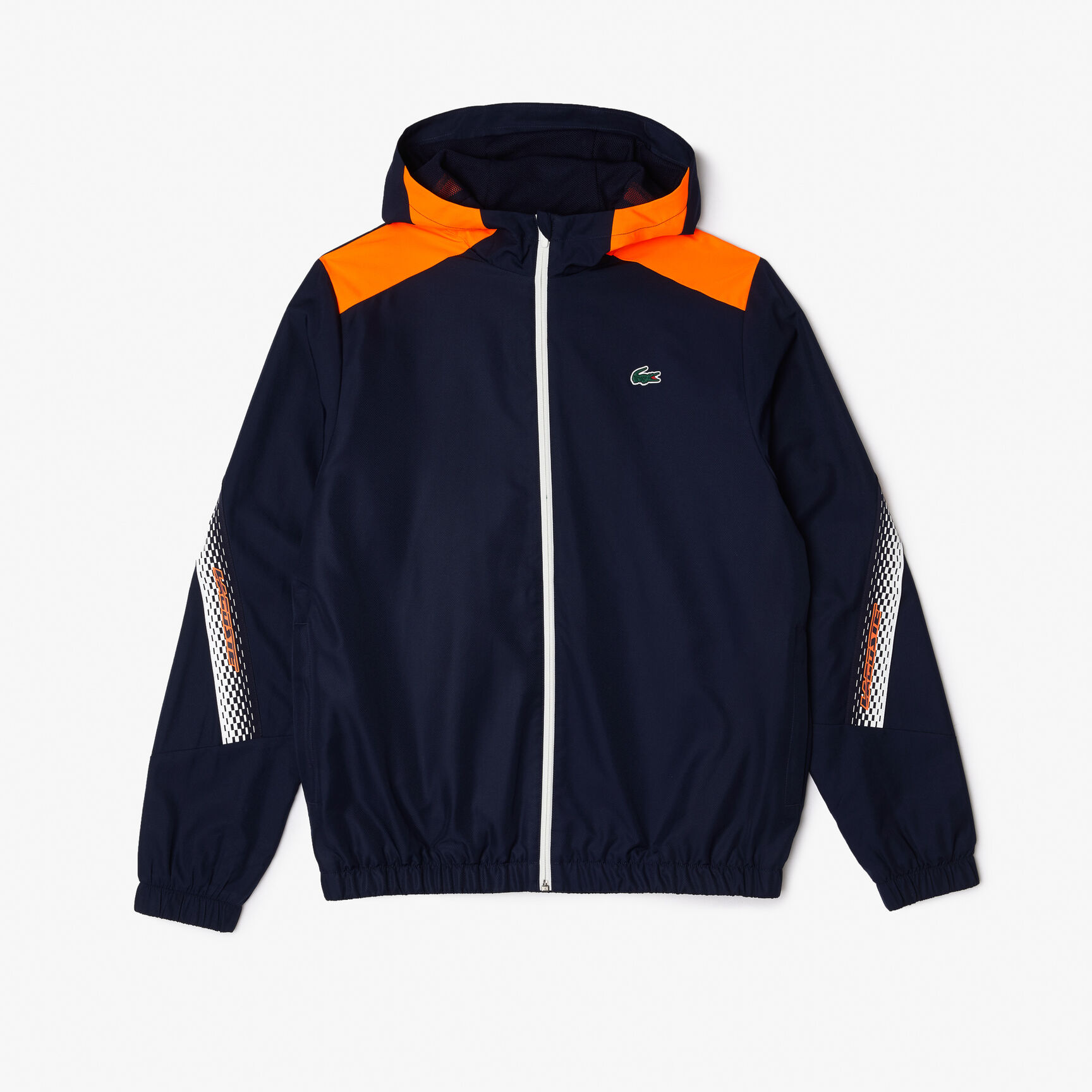 جاكيت بغطاء رأس بوليستر معاد تدويره للرجال مجموعة Lacoste Tennis جاكيت بغطاء رأس بوليستر معاد تدويره للرجال مجموعة Lacoste Tennis