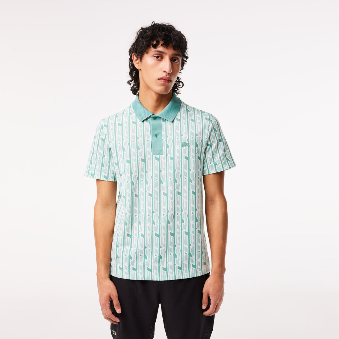 Men's Lacoste Two-Tone Printed Stretch Pique Polo Shirt