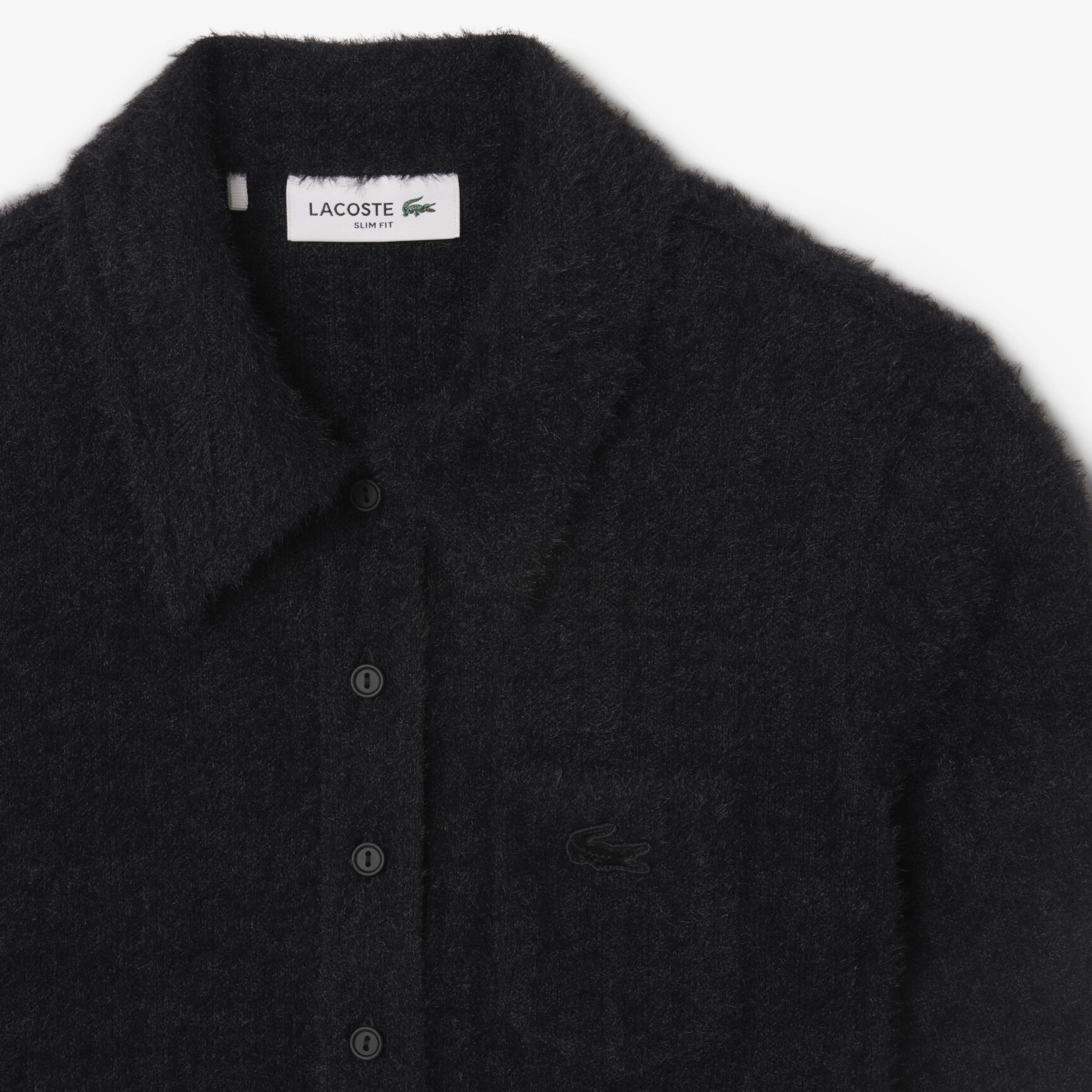 Slim Fit Fuzzy Rib Knit Polo Shirt