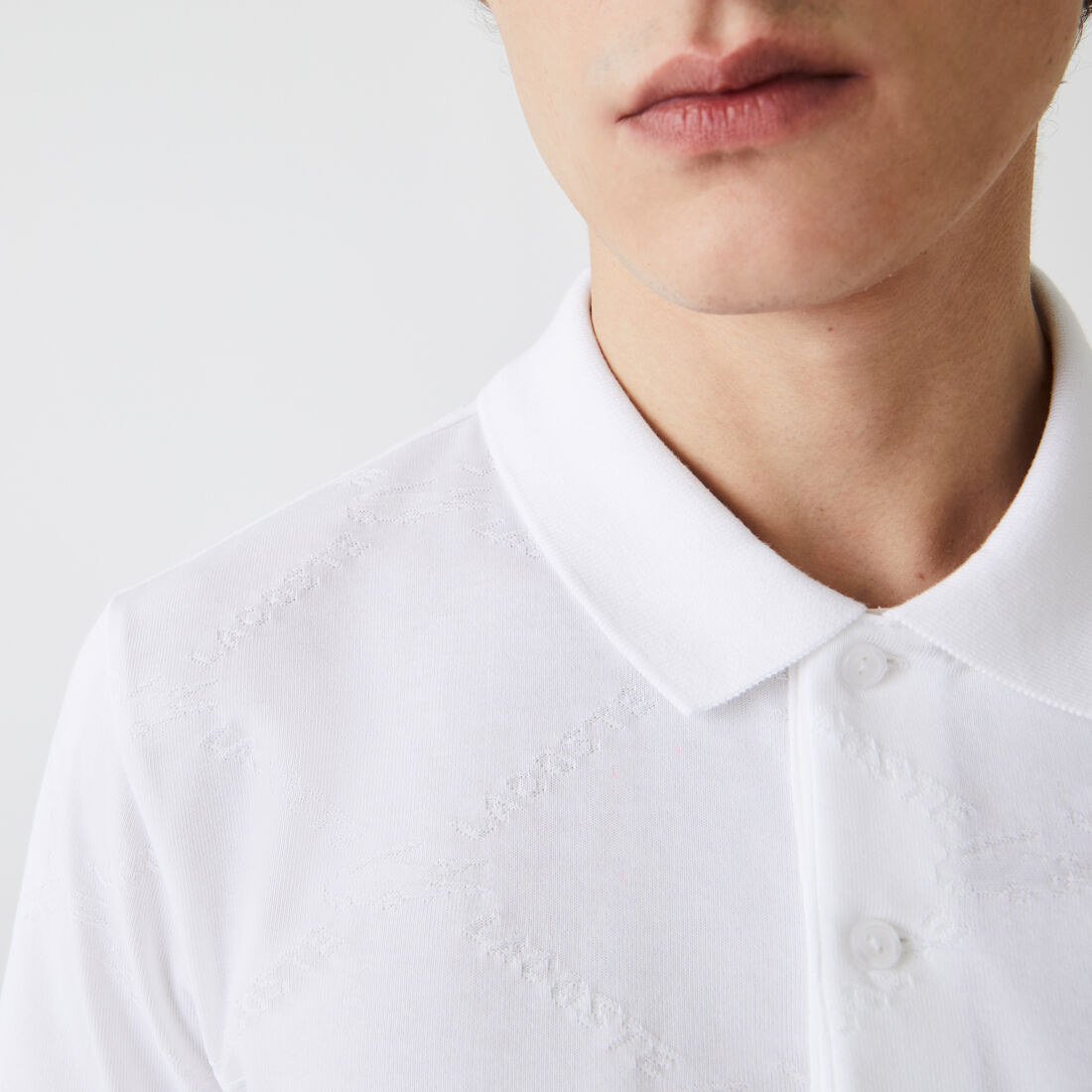 Men’s Lacoste LIVE Standard Fit Monogram Patterned Polo Men’s Lacoste LIVE Standard Fit Monogram Patterned Polo