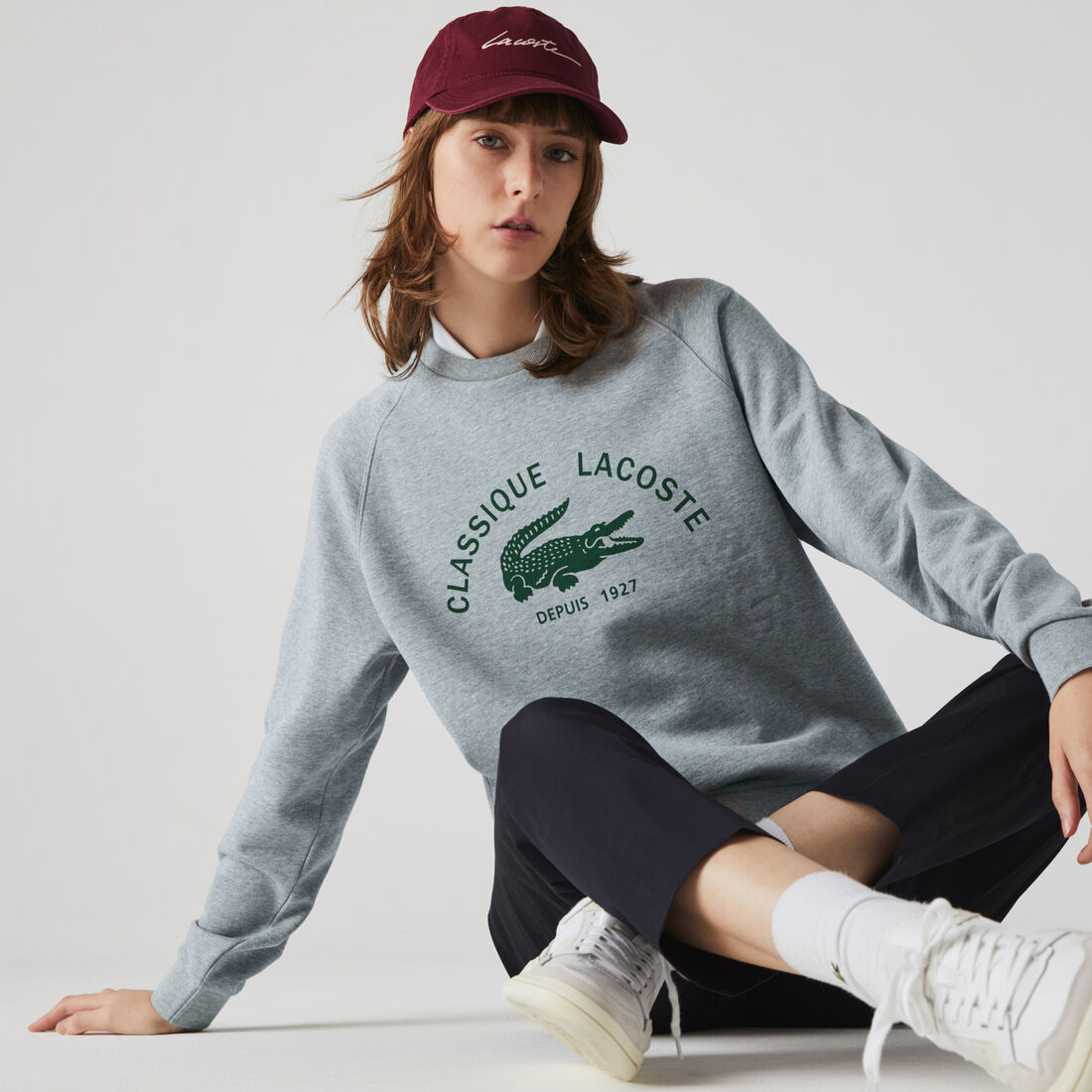 Women’s Crew Neck Vintage Print Lightweight Cotton Fleece Sweatshirt