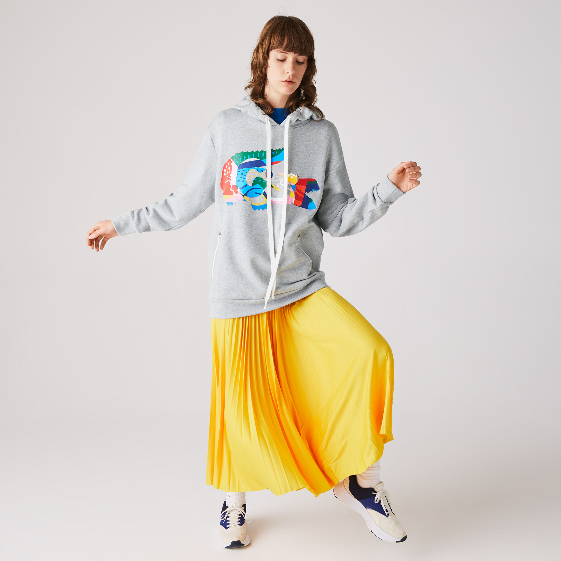 Women's Oversized Crocodile Print Hooded Fleece Sweatshirt lacoste women s oversized crocodile print hooded fleece sweatshirt