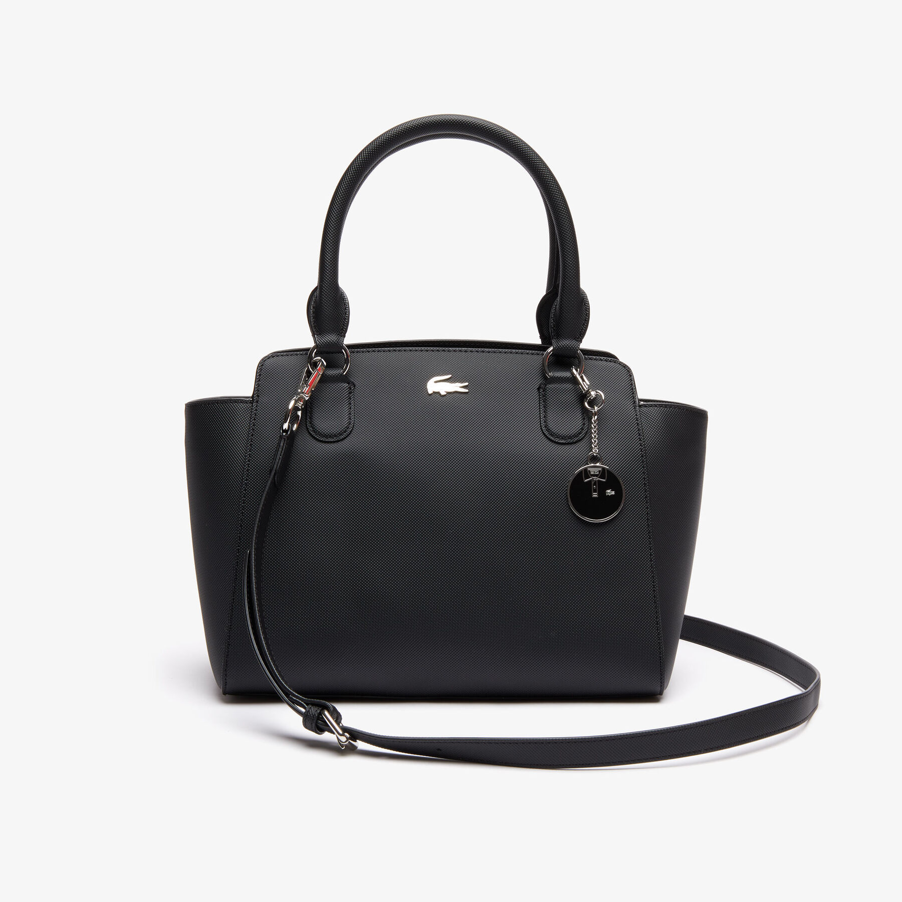 lacoste women s daily classic gusseted coated piqu  canvas tote