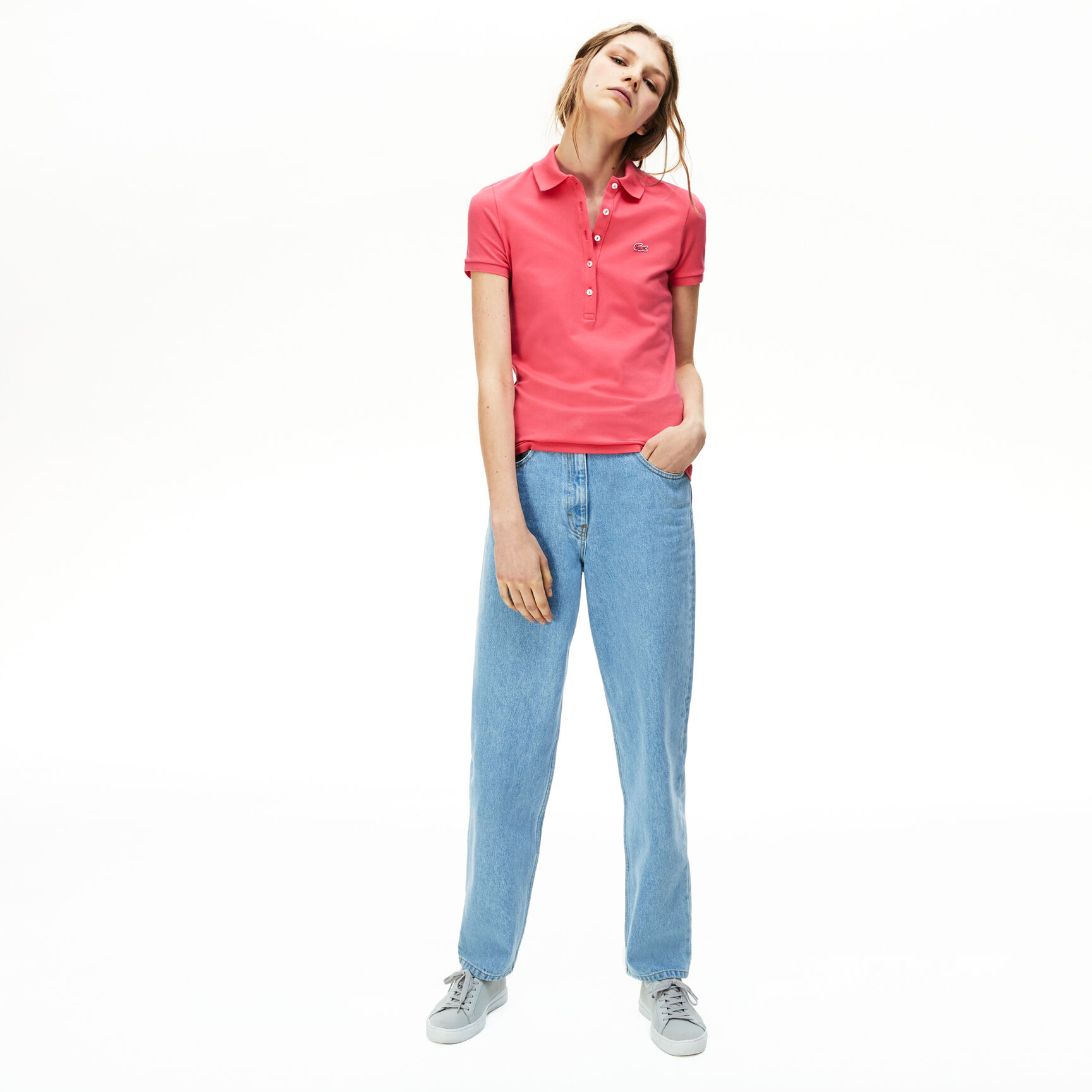 Women's Slim Fit Mini Pique Stretch Cotton Polo Shirt Women's Slim Fit Mini Pique Stretch Cotton Polo Shirt