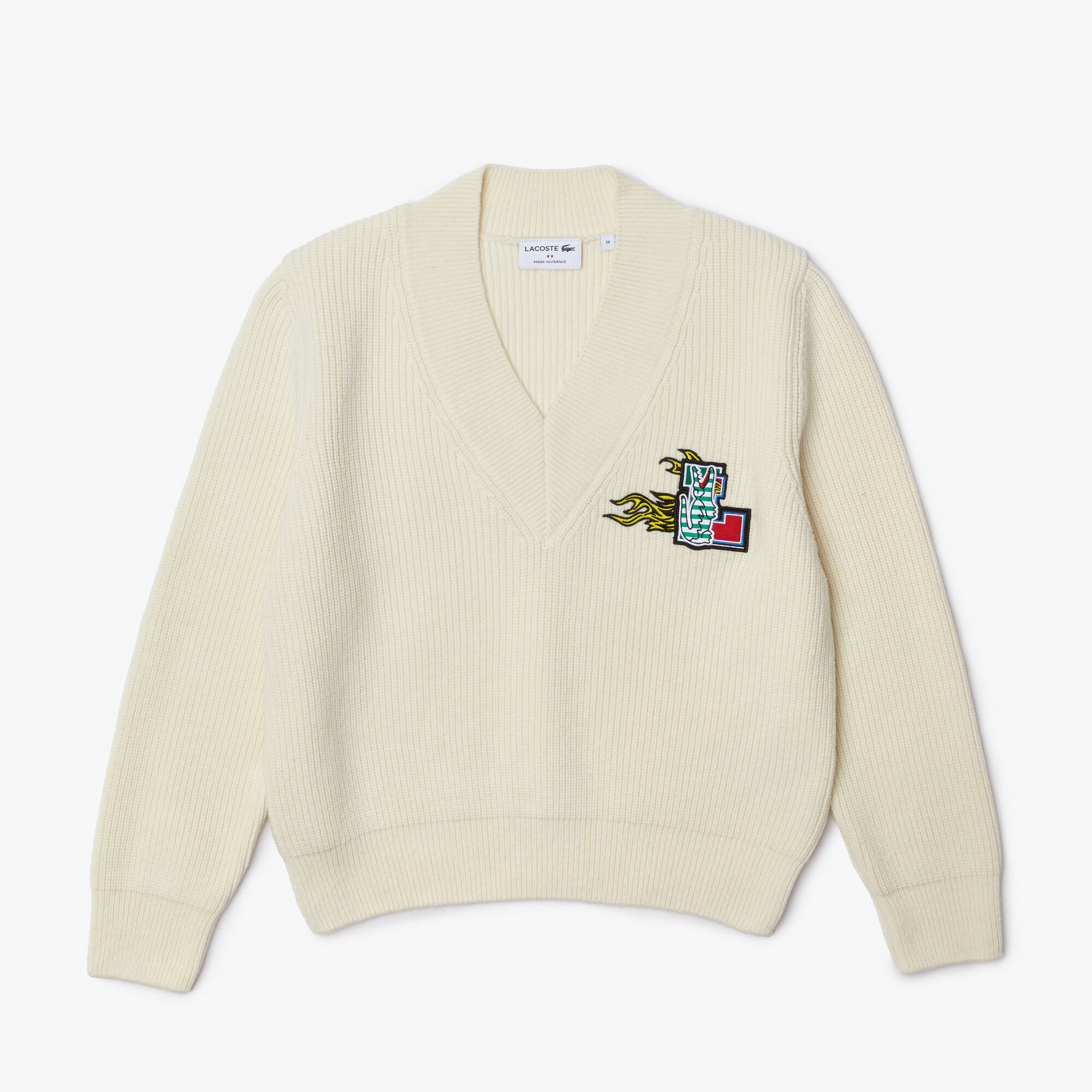 Lacoste v on sale neck sweater women's