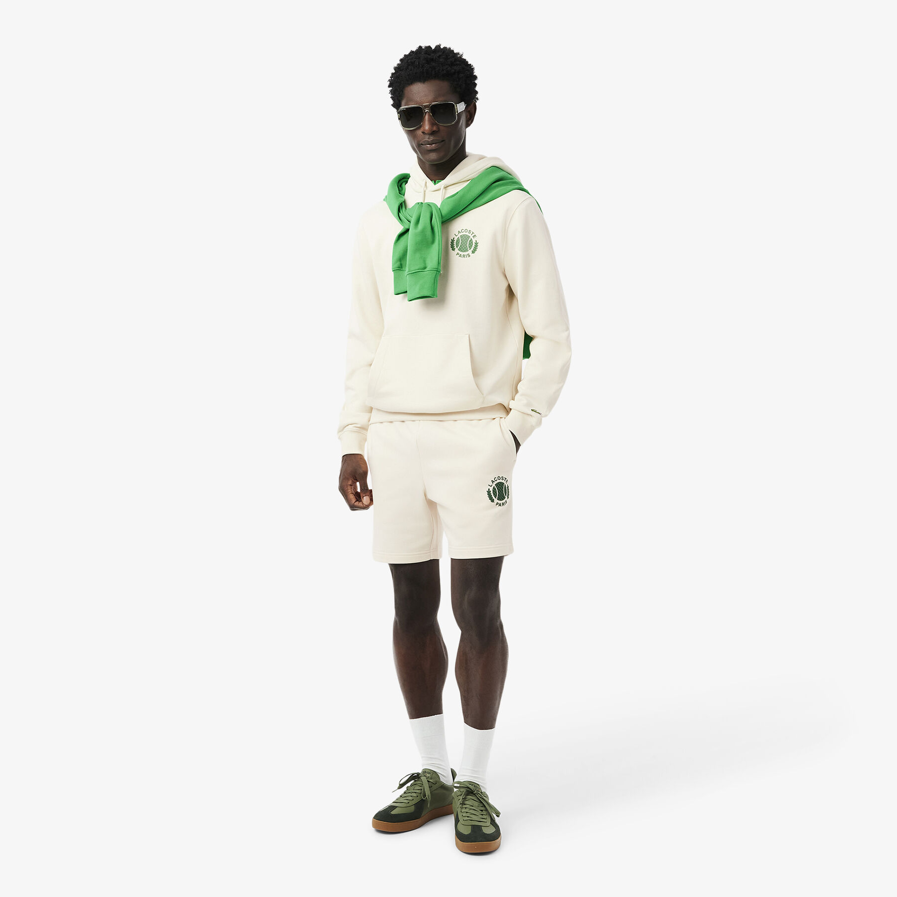 lacoste regular fit 3d print fleece shorts