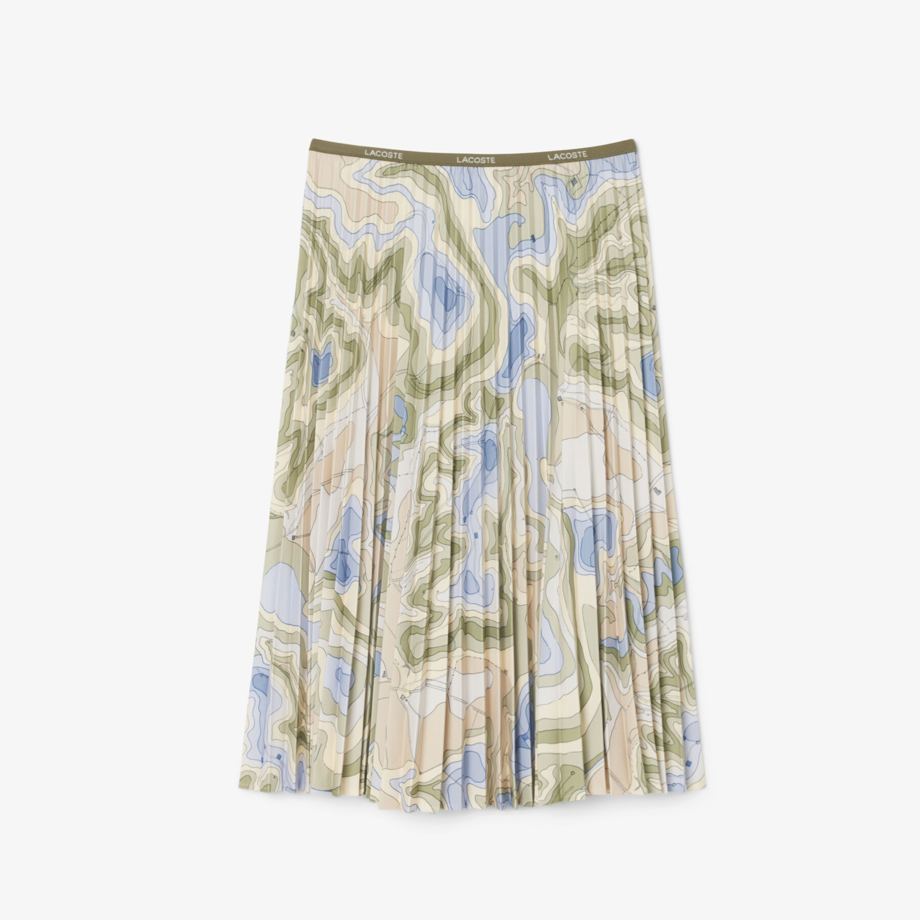 lacoste topography print pleated skirt