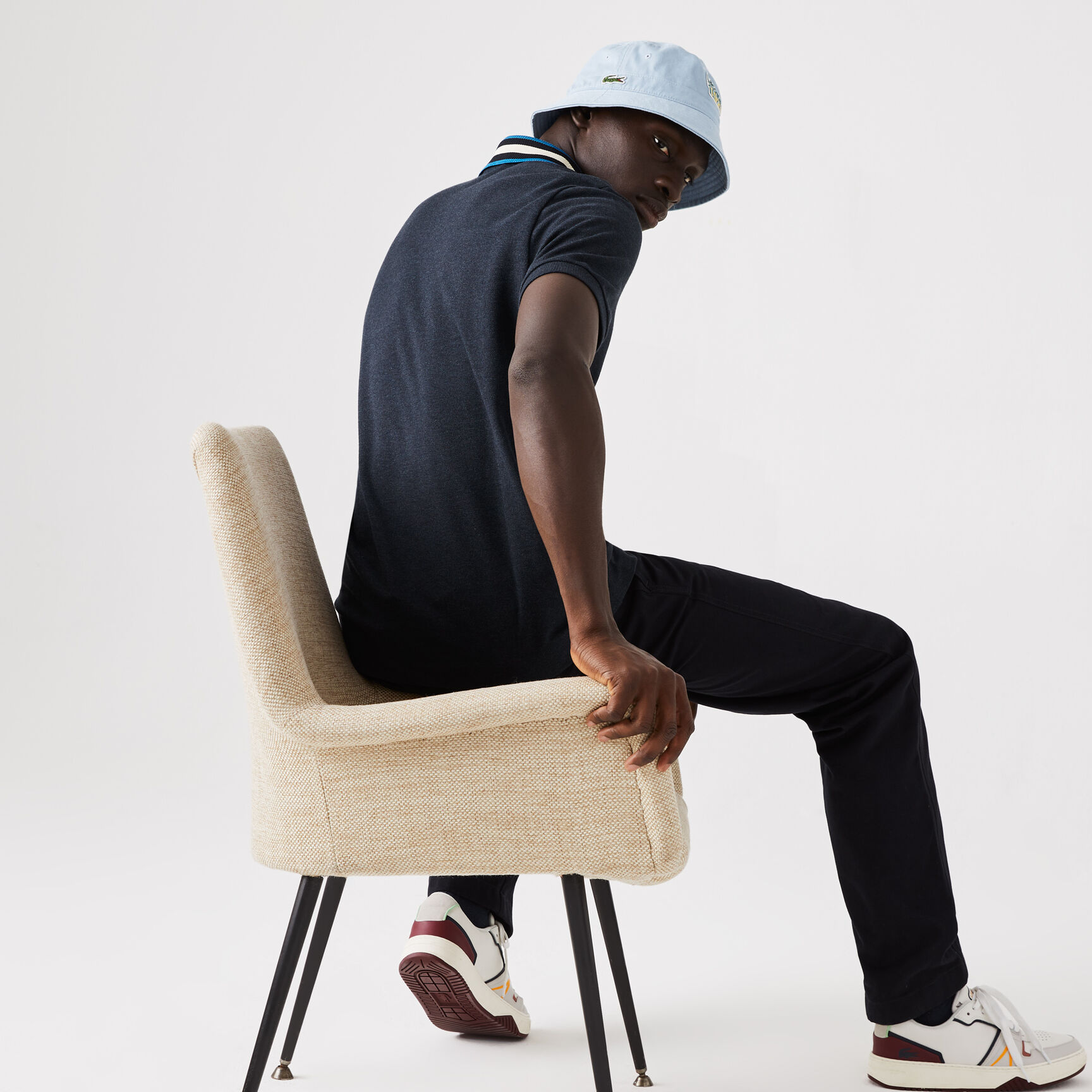 Men&rsquo;s Lacoste Regular Fit Striped Collar Cotton Piqu&eacute; Polo