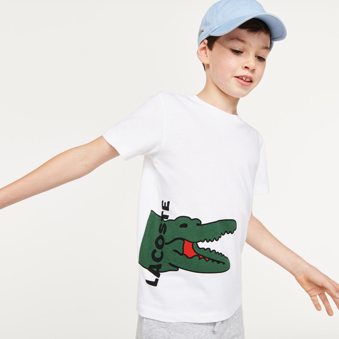 Kids' Crew Neck Printed Crocodile Cotton T-shirt