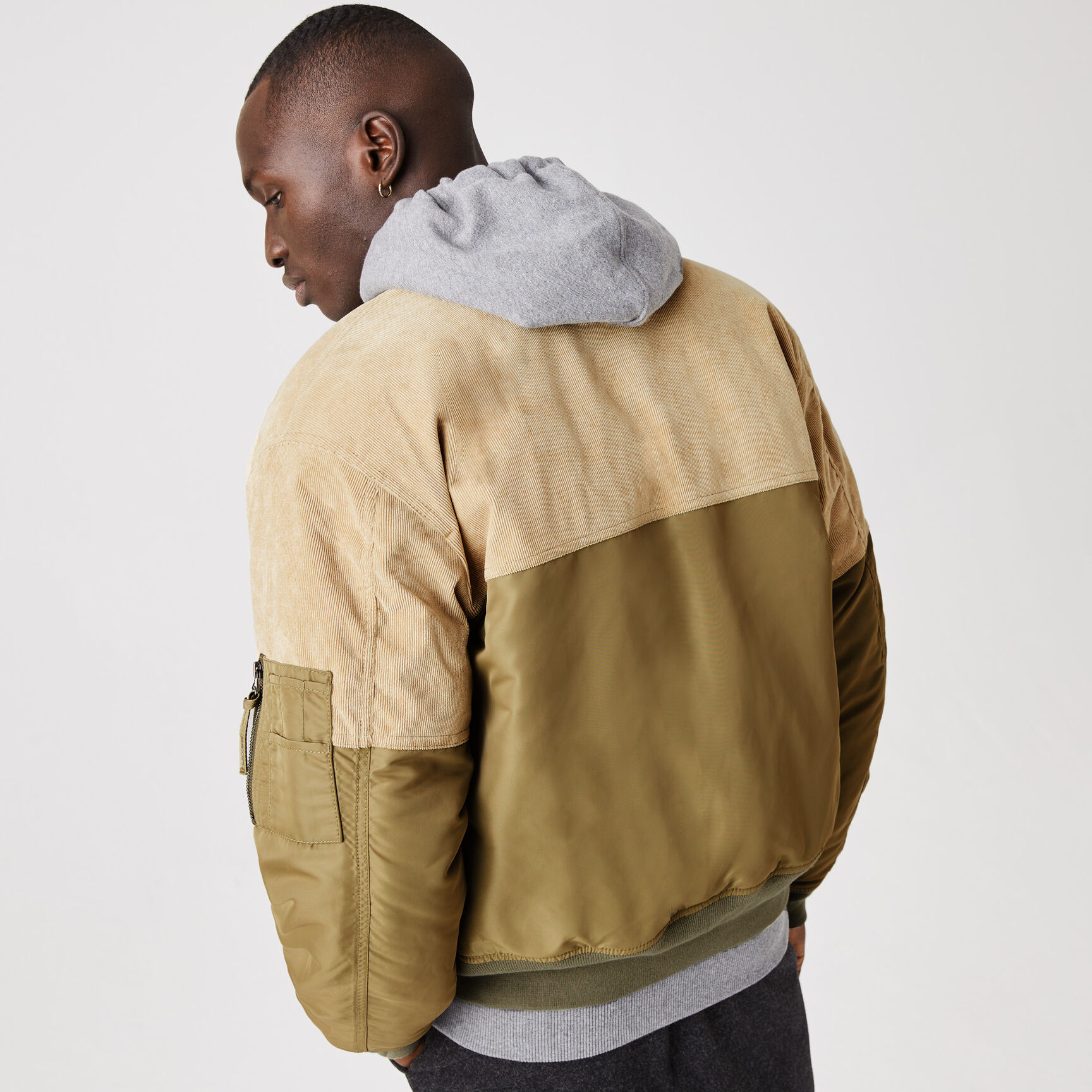 Men&rsquo;s Bimaterial Quilted Zip Bomber Jacket