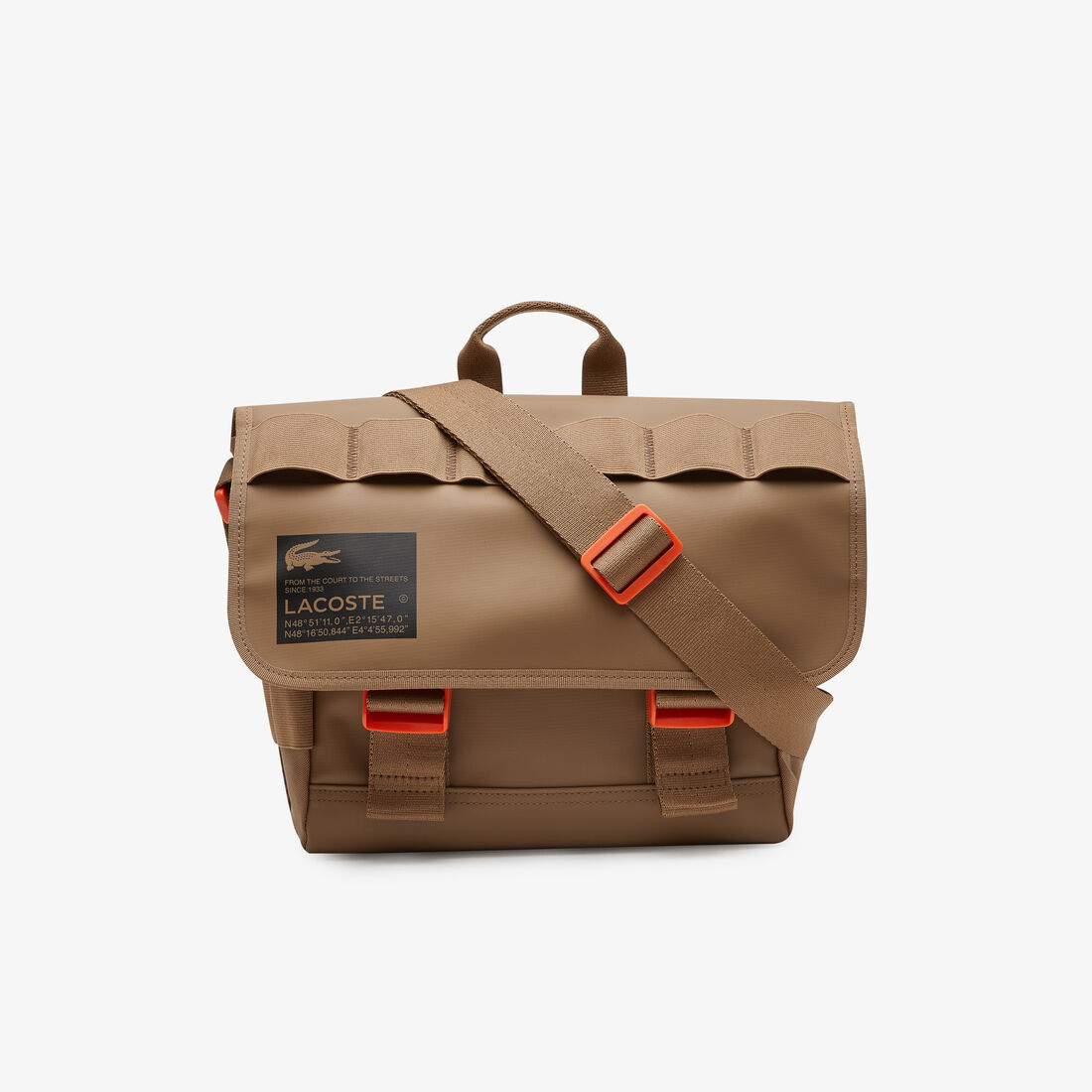 Men's Lacoste Signature Print Water-Repellent Messenger Bag Men's Lacoste Signature Print Water-Repellent Messenger Bag