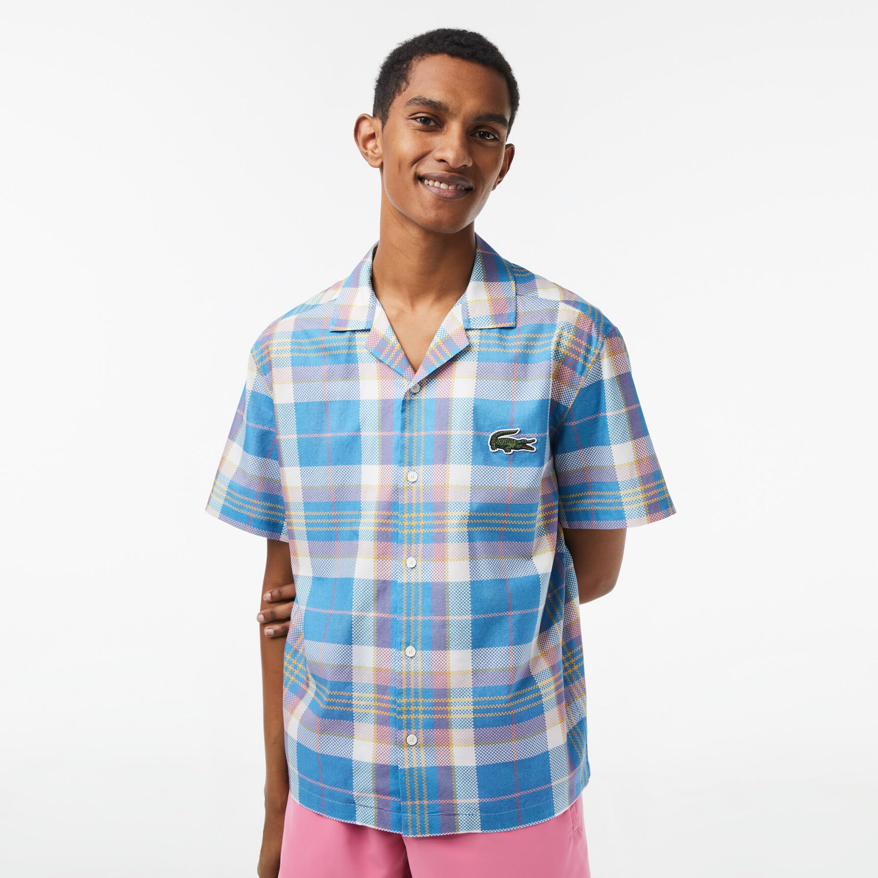 Men's Lacoste Short Sleeve Organic Cotton Check Shirt Men's Lacoste Short Sleeve Organic Cotton Check Shirt