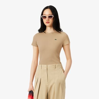 Slim Fit Ribbed Cotton T-shirt