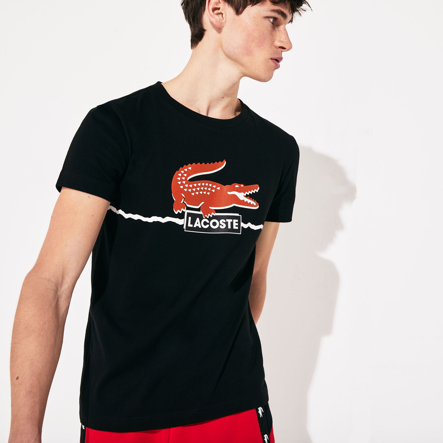 قميص تي-شيرت من قطن الجيرسيه للرجال من مجموعة Lacoste SPORT لاكوست قميص تي شيرت من قطن الجيرسيه للرجال من مجموعة lacoste sport