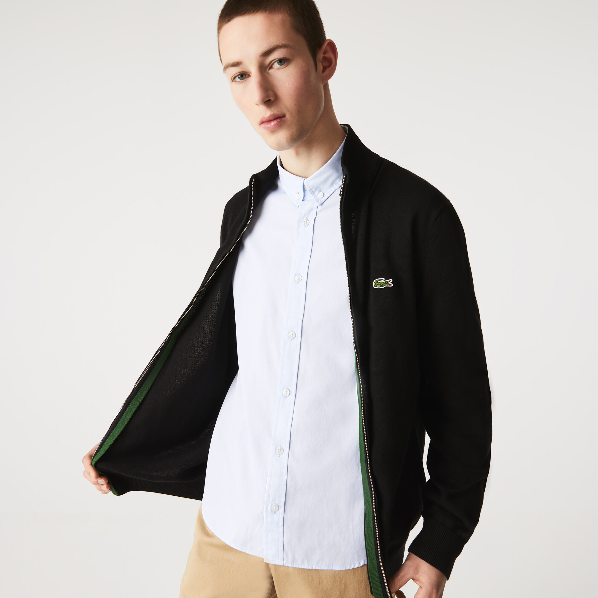 Men's Stand-up Collar Organic Cotton Zippered Sweater Men's Stand-up Collar Organic Cotton Zippered Sweater