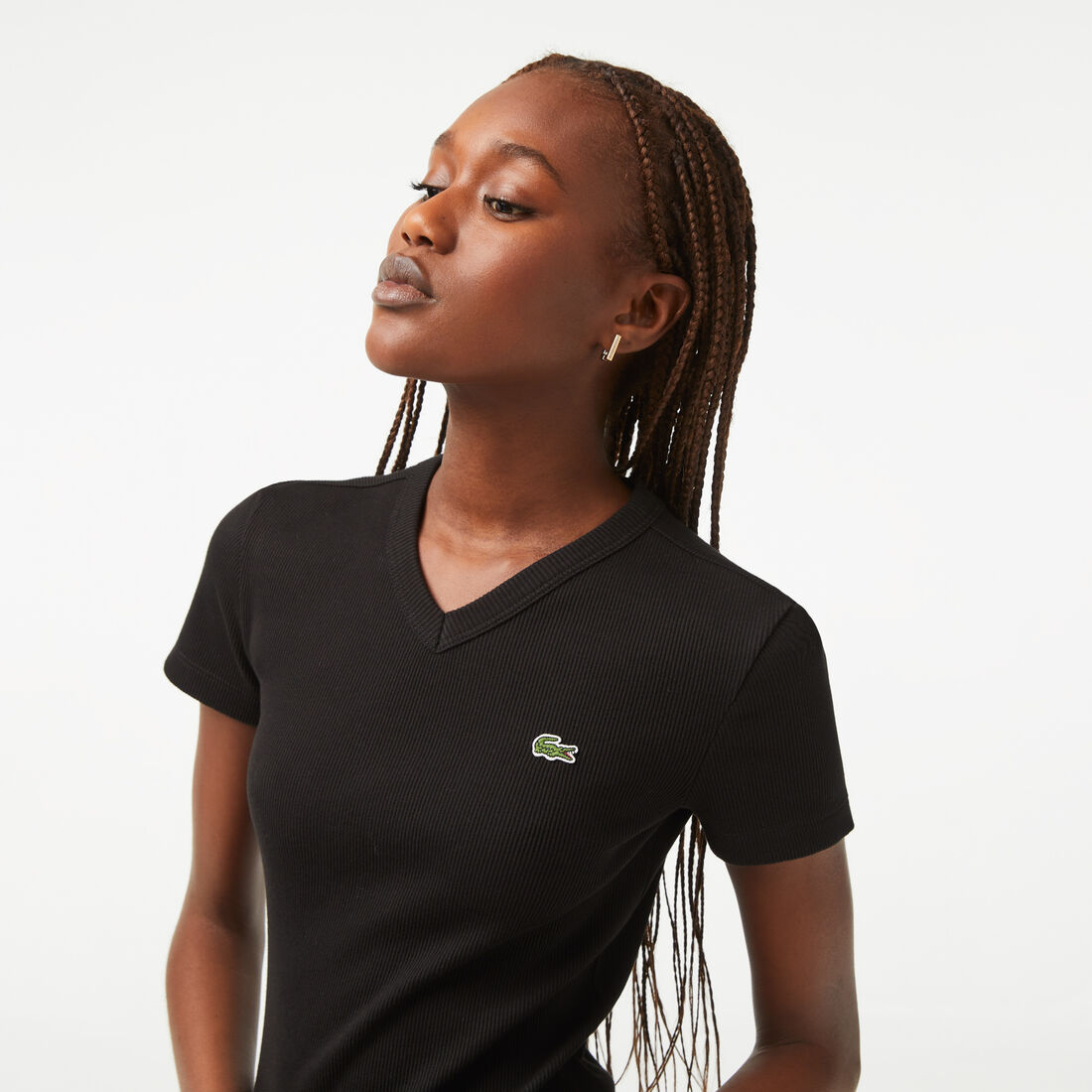 Women's Lacoste Slim Fit Organic Cotton V-neck T-shirt Women's Lacoste Slim Fit Organic Cotton V-neck T-shirt