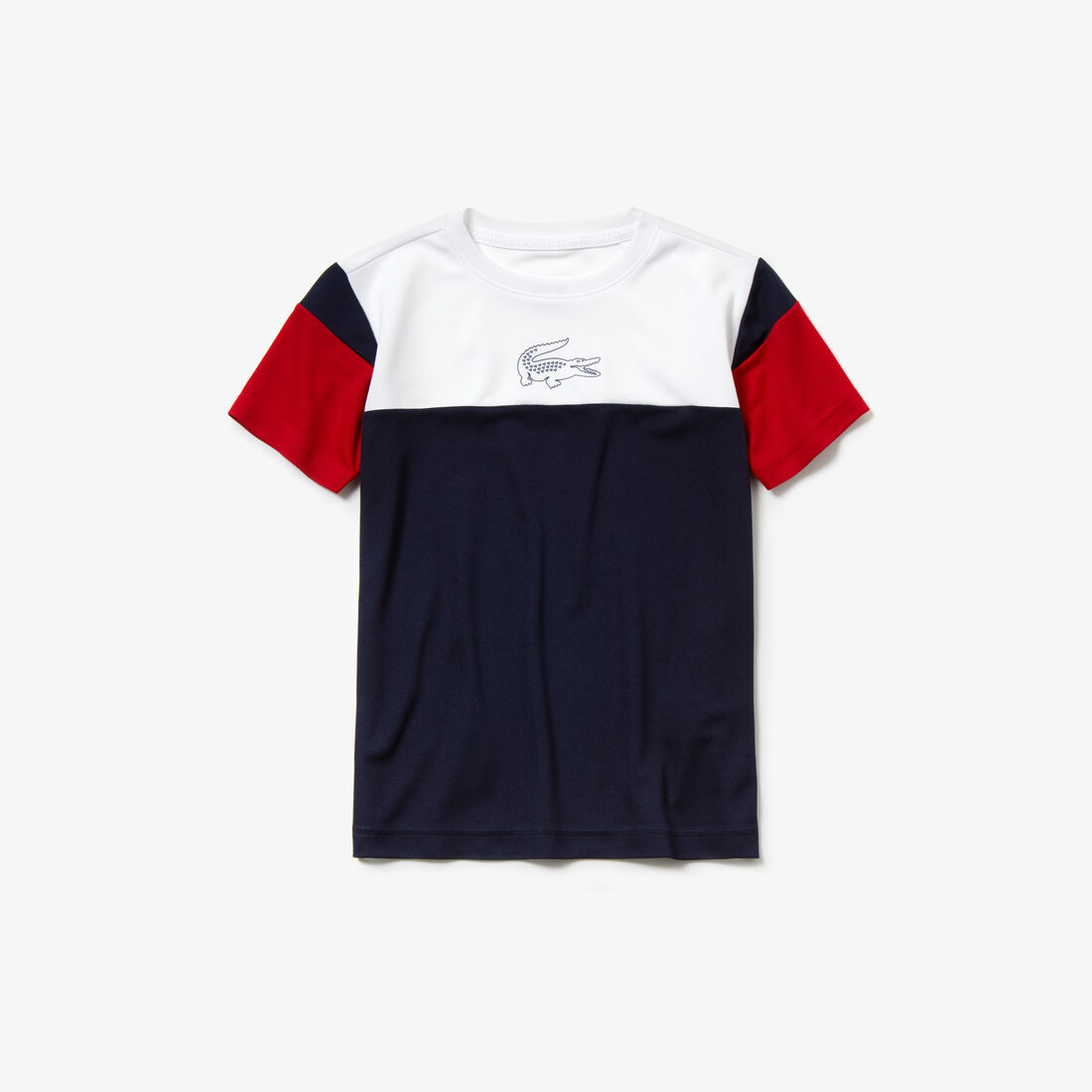 قميص تي-شيرت للصبيان لرياضة التنس من البيكيه بفتحة رقبة دائرية وألوان متعددة من مجموعة Lacoste SPORT