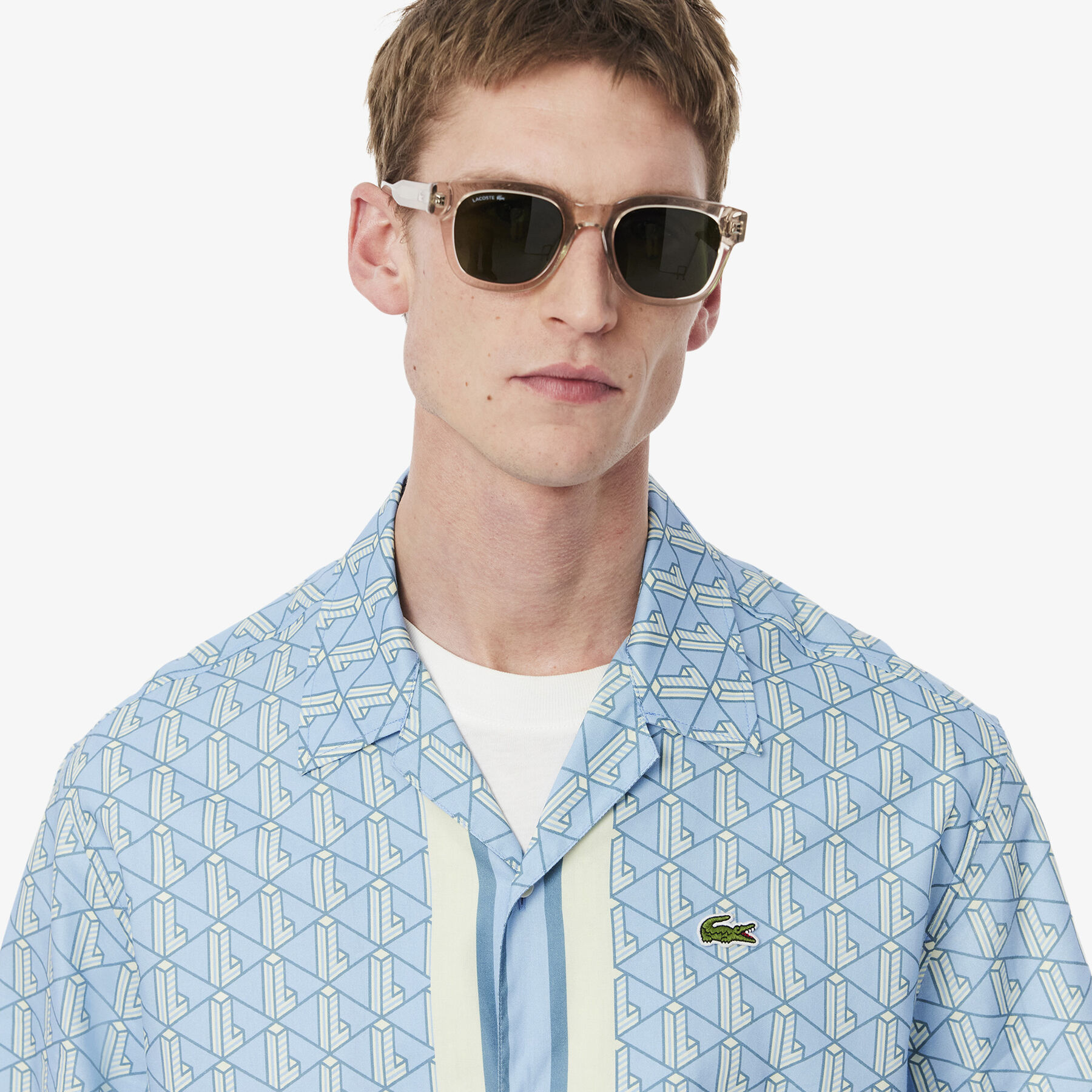 lacoste straight cut monogram shirt