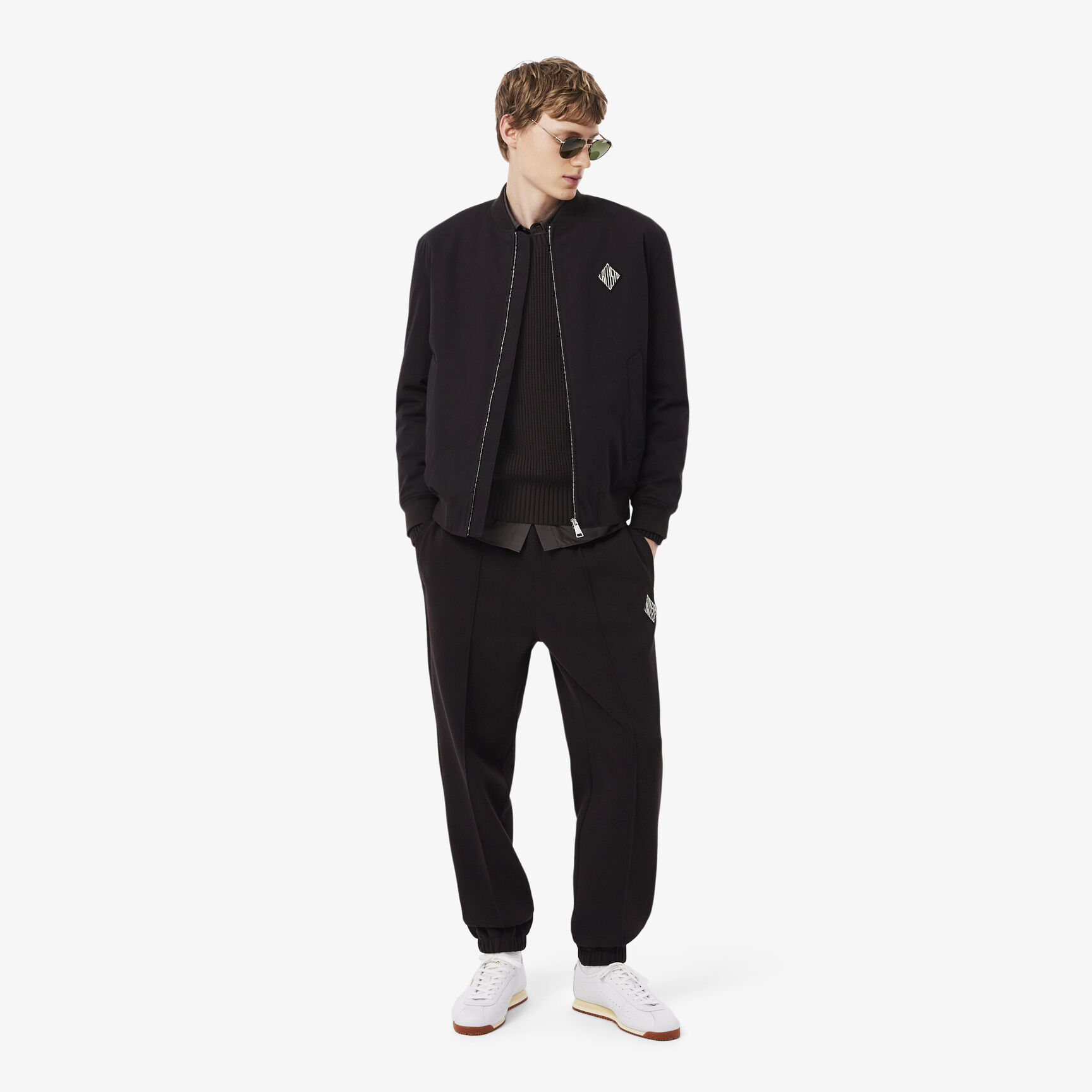 Pearl Rib Knit Badge Accent Sweater Pearl Rib Knit Badge Accent Sweater