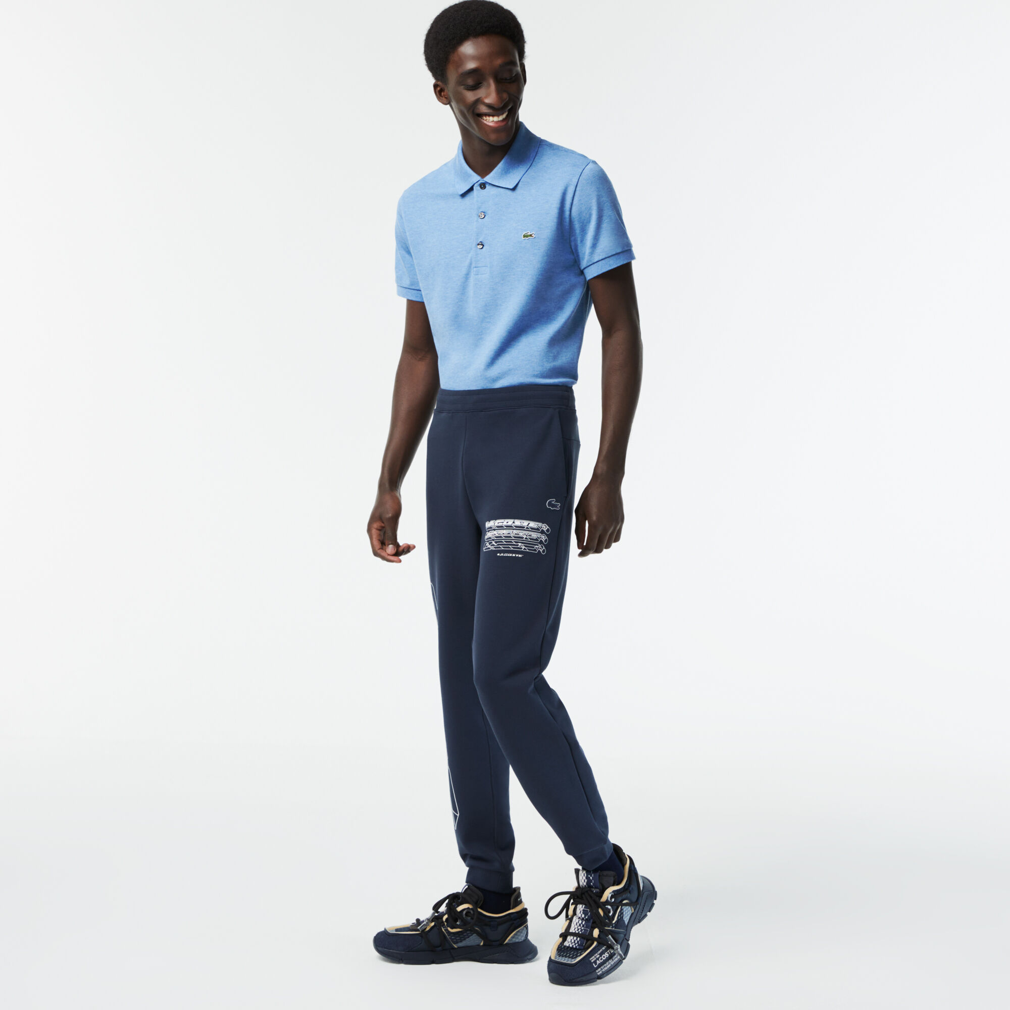 Track pants discount with polo shirt
