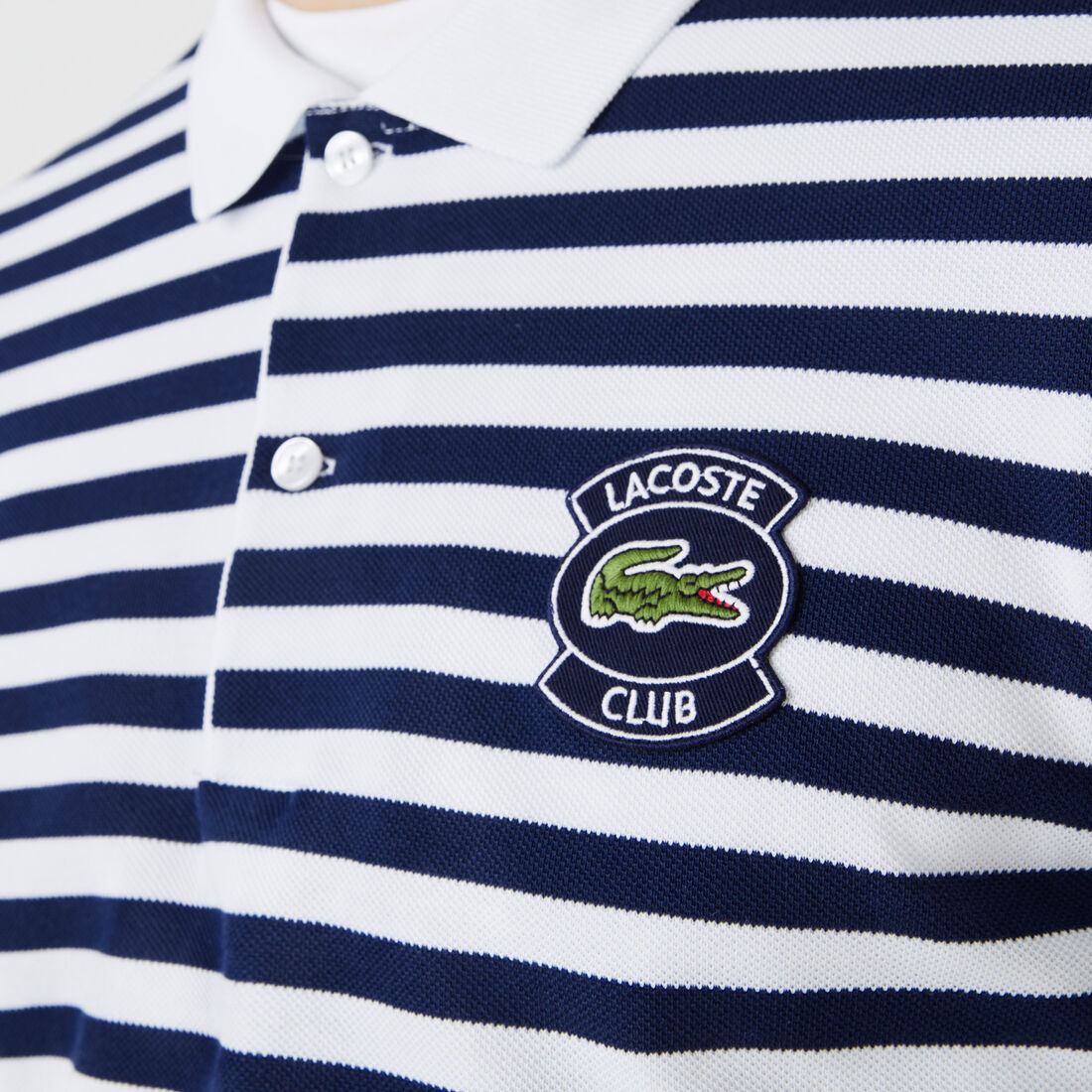 Men’s Lacoste Badge Regular Fit Striped Cotton Piqué Polo Men’s Lacoste Badge Regular Fit Striped Cotton Piqué Polo
