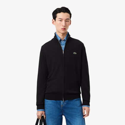 Zipped High Neck Cotton Sweater