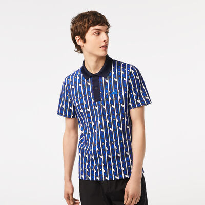 Men's Lacoste Two-tone Printed Stretch Pique Polo Shirt